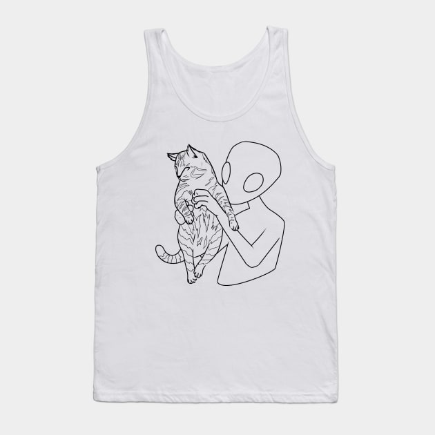 Alien Holding a Cat Tank Top by nighttideco